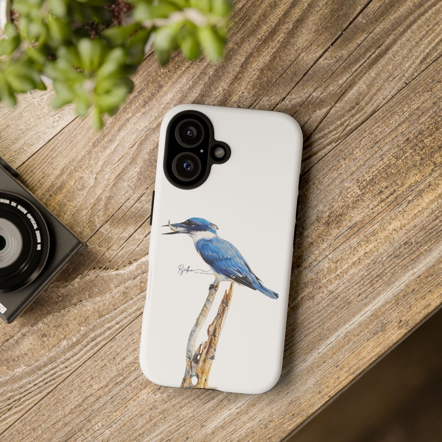 Kingfisher Phone Case — Watercolor Bird Protective Tough Case