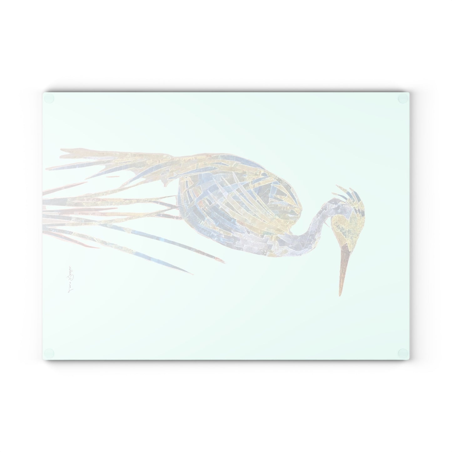 Heron Mixed Media Art: Glass Cutting Board
