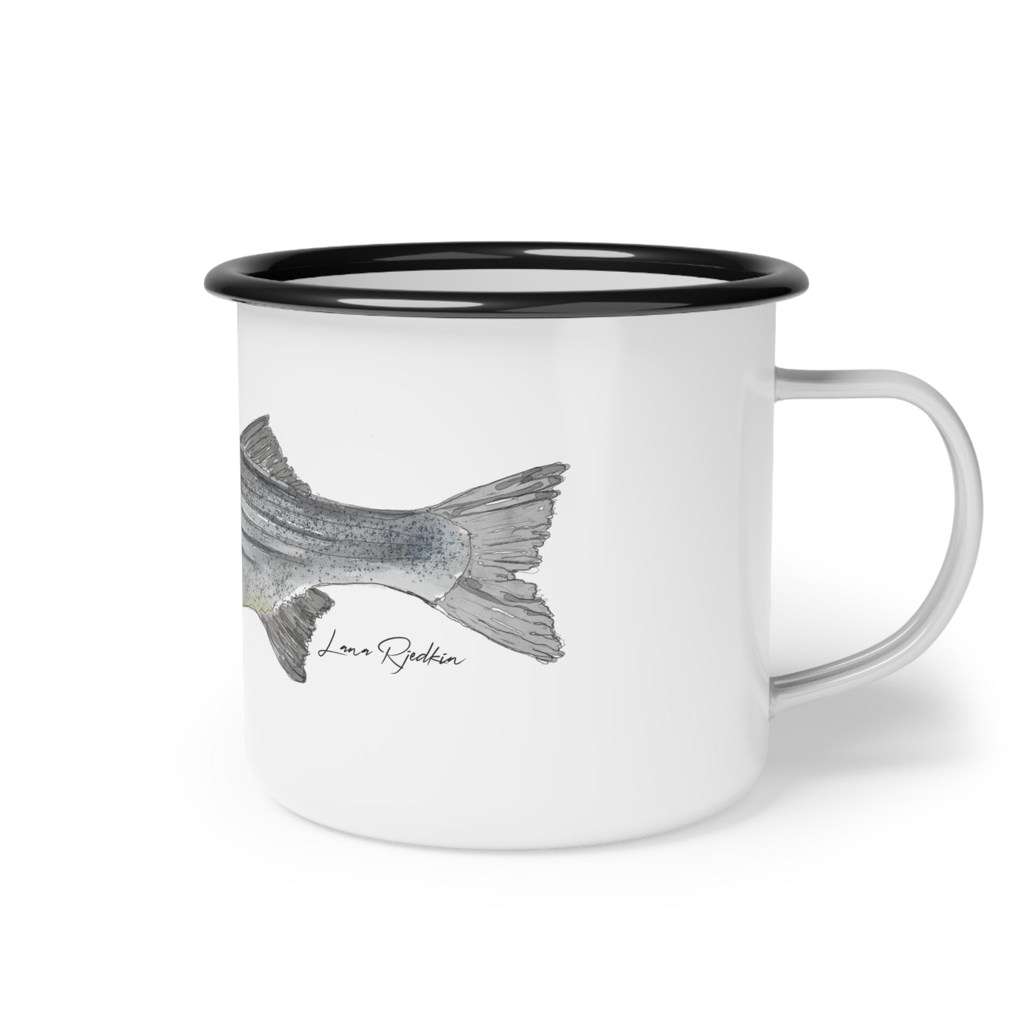 Striped Bass Enamel Camp Cup