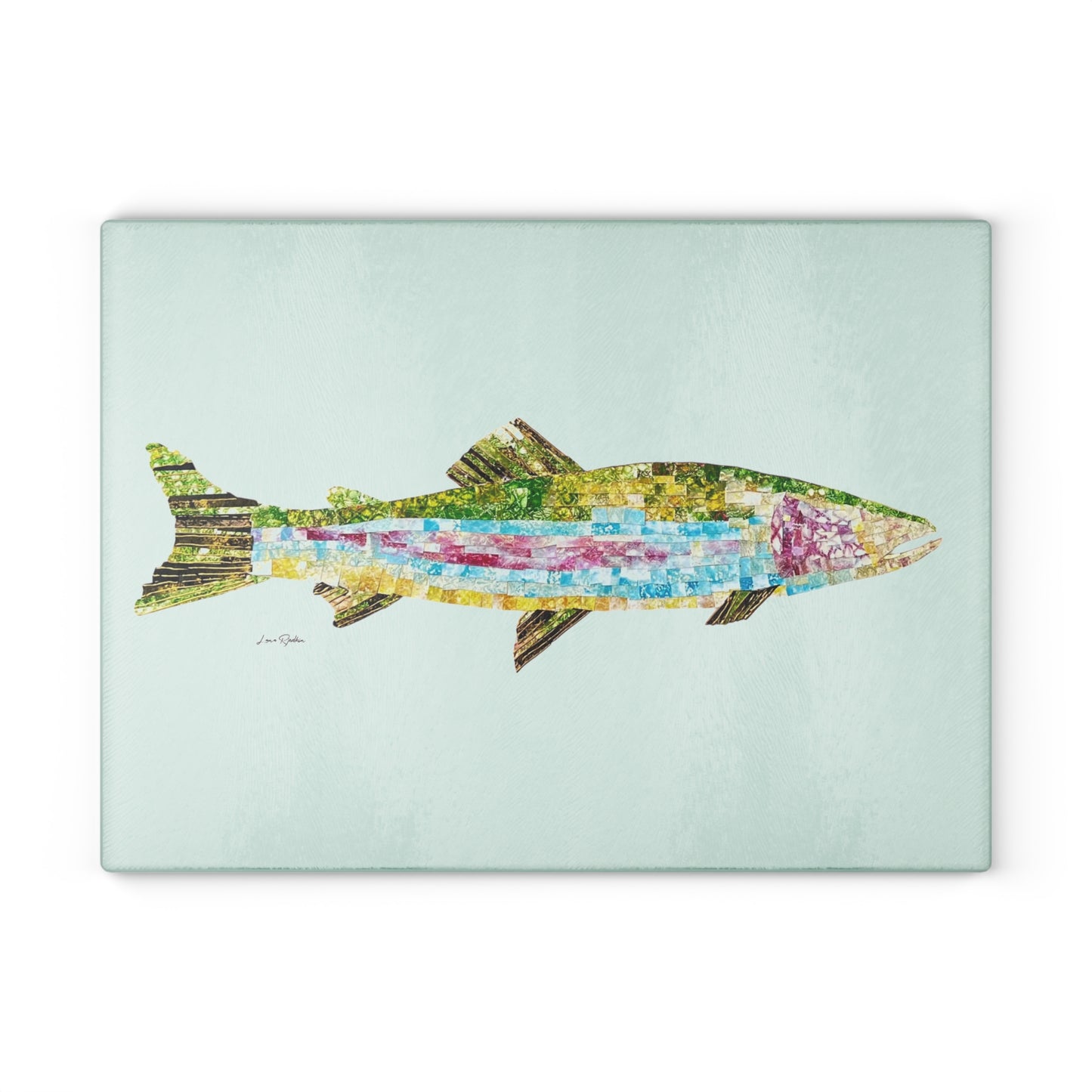 Striped Bass Mixed Media: Glass Cutting Board