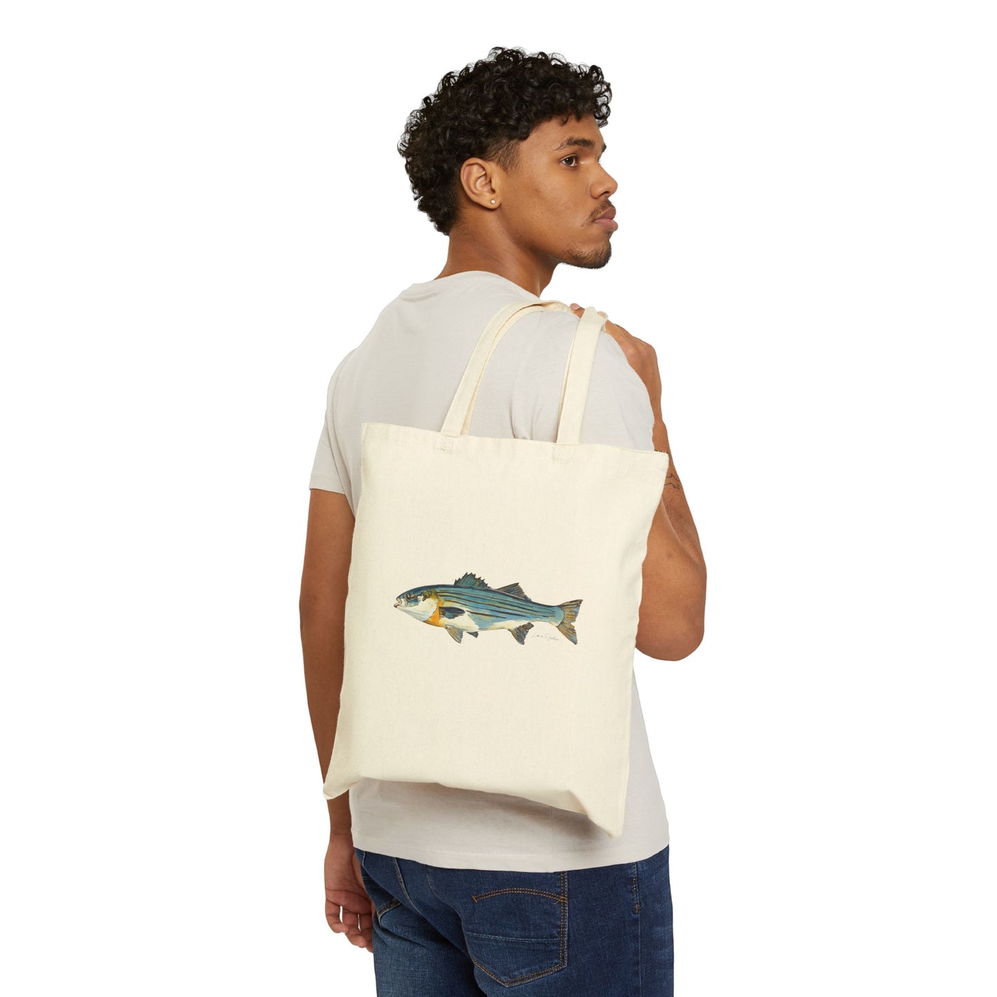 Fishing Enthusiast Cotton Canvas Tote Bag, Eco-Friendly Bag, Reusable Shopping Bag, Beach Bag, Gift for Fisherman, Nature Lover's Tote