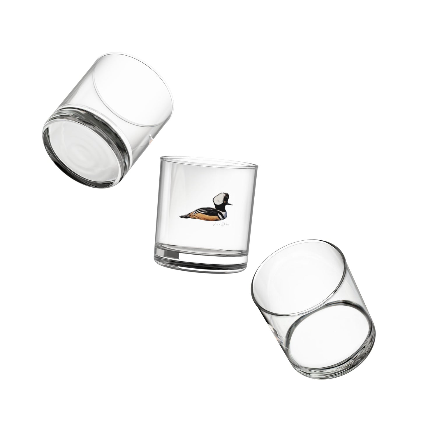 Hooded Merganser: Rocks Glass, 10oz