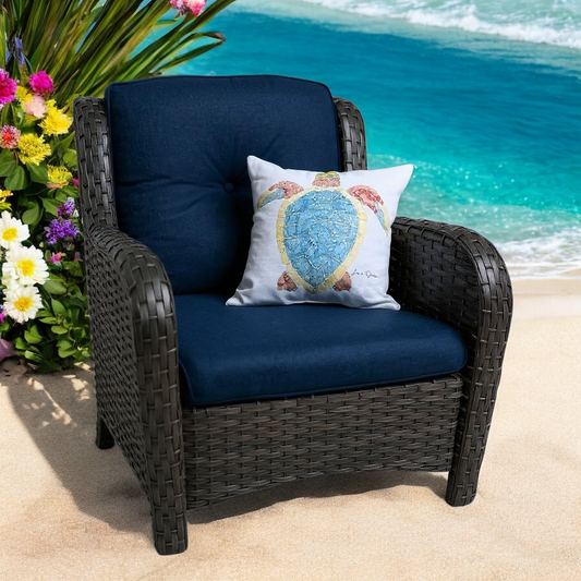 Turtle Outdoor Pillow - Coastal Decor, Nautical Throw Pillows, Beach House Cushion, Summer Garden Accent, Boho Living Room