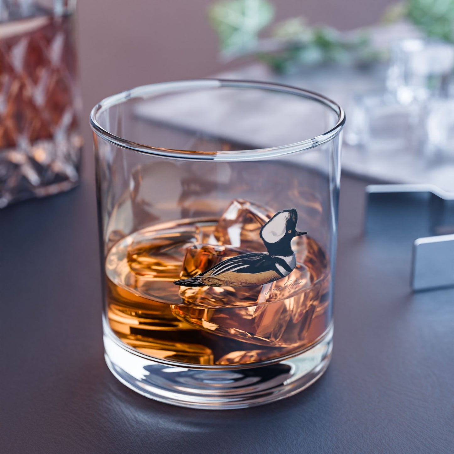 Hooded Merganser: Rocks Glass, 10oz