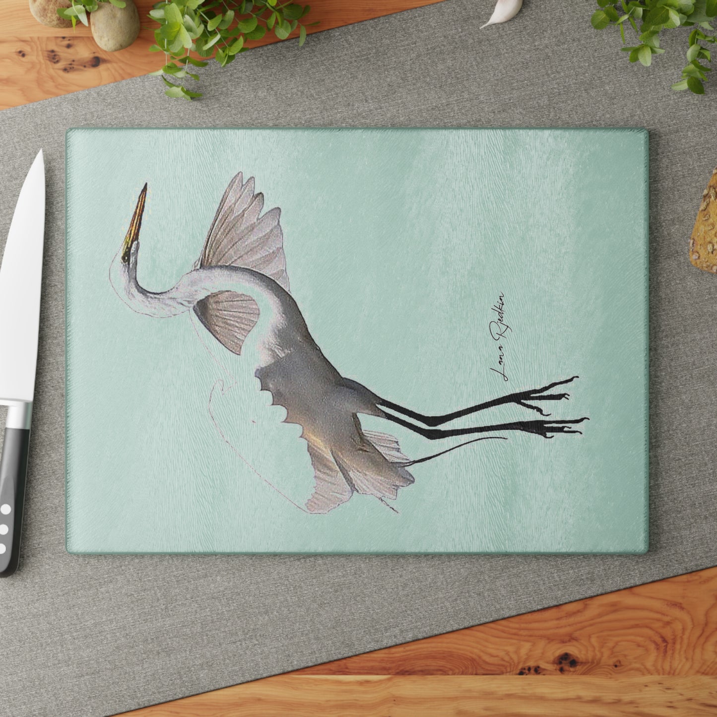 Heron: Glass Cutting Board