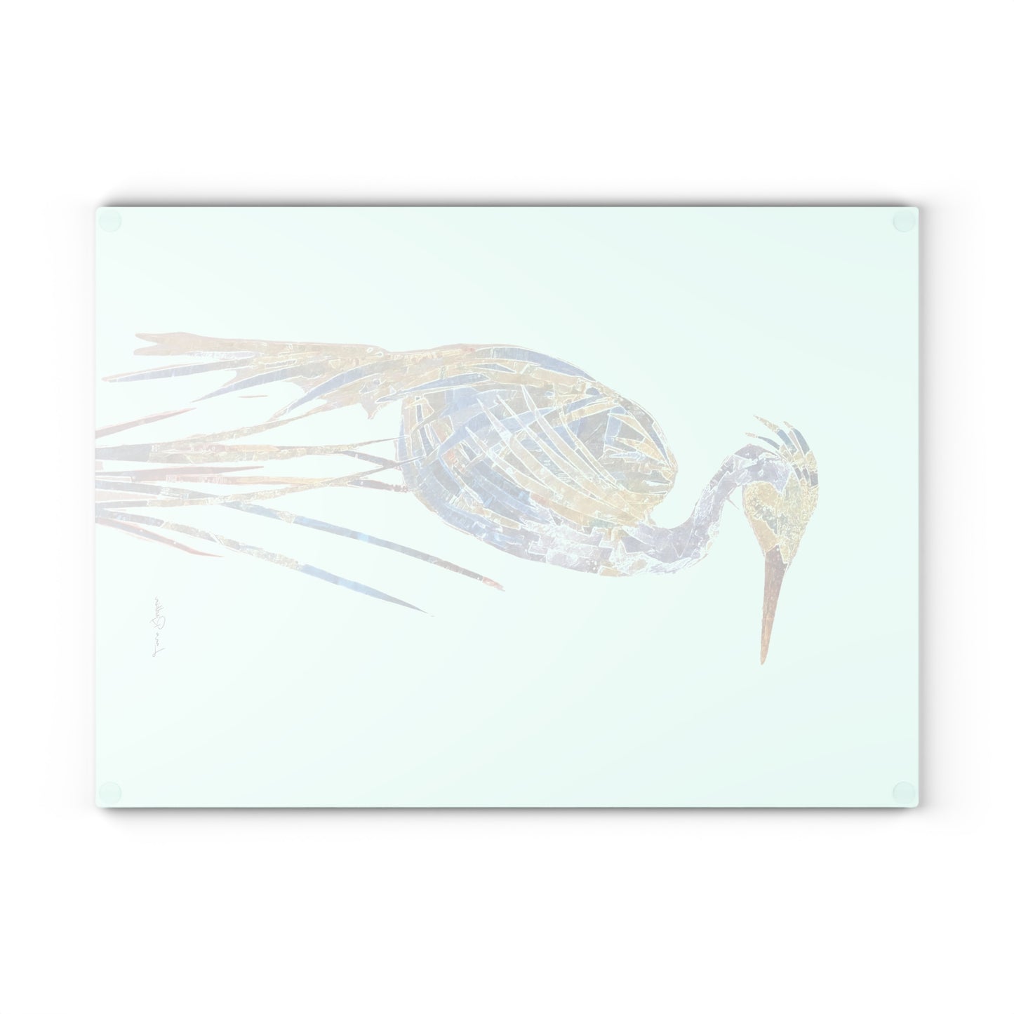Heron Mixed Media Art: Glass Cutting Board