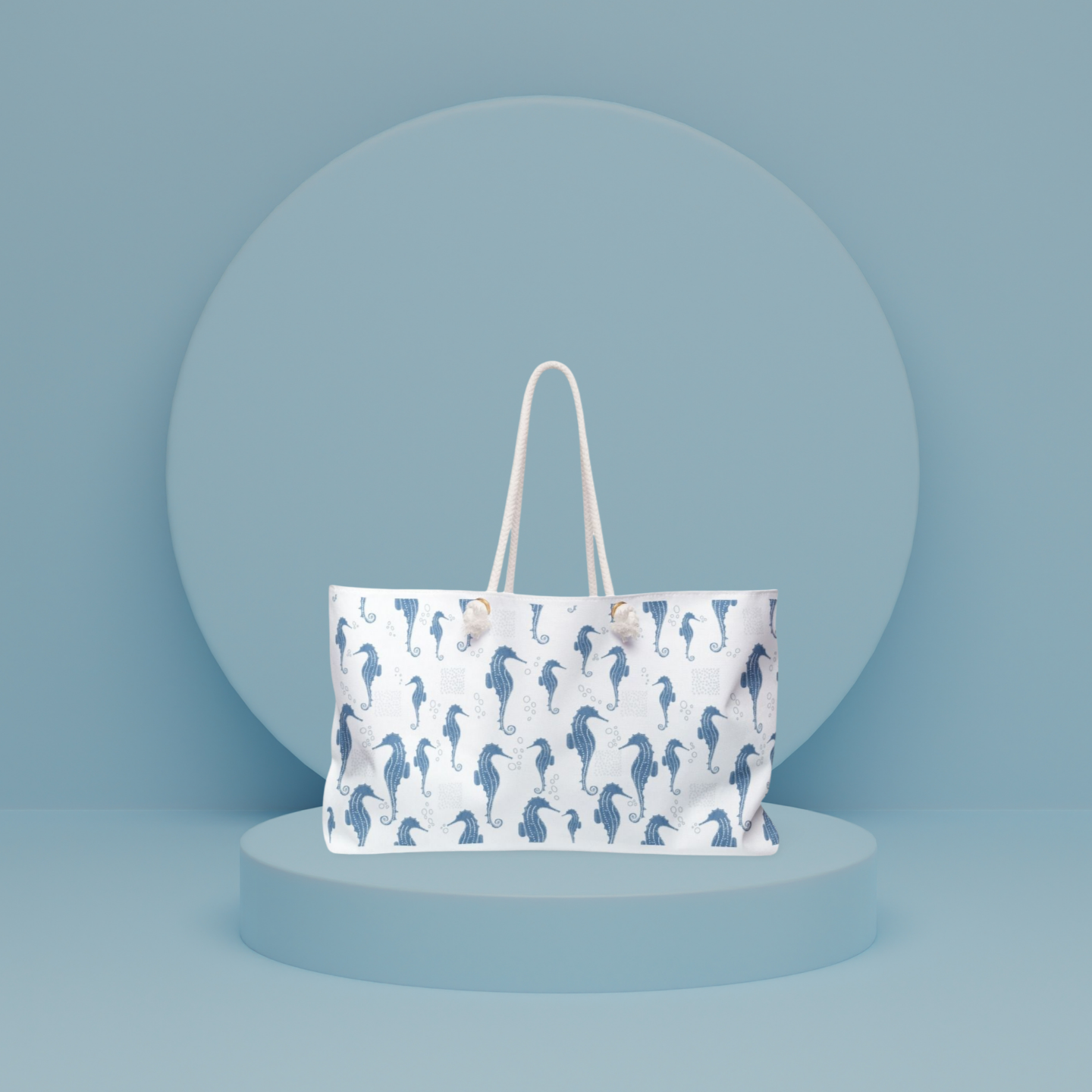 Ocean-Inspired Weekender Bag, Nautical Travel Tote, Beach Getaway Bag, Seahorse Print Luggage, Weekend Adventure Essentials