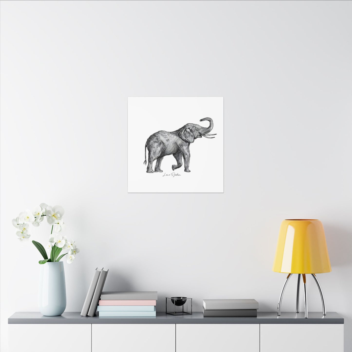 Elephant Sketch Canvas Print — Black & White Wildlife Wall Art