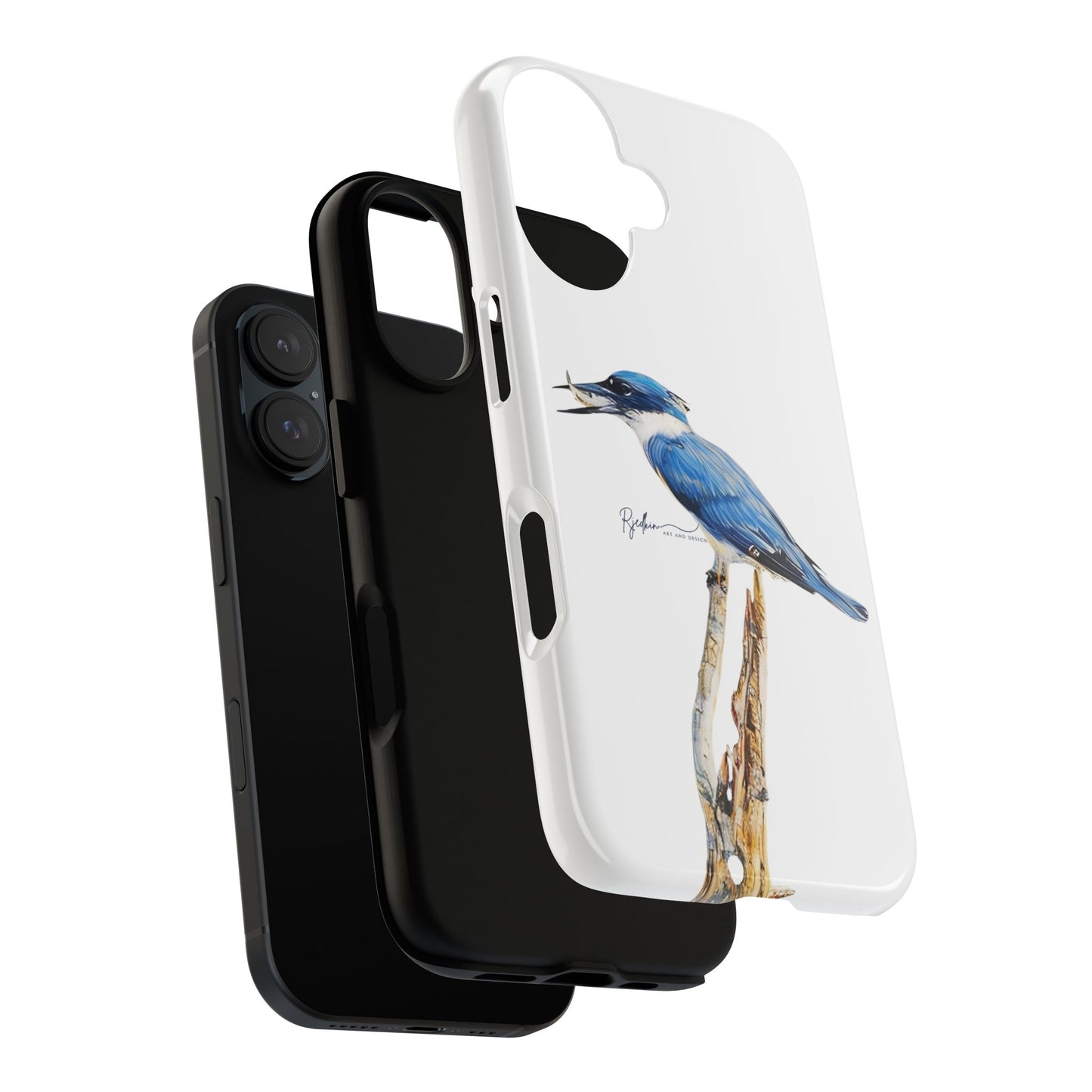 Kingfisher Phone Case — Watercolor Bird Protective Tough Case