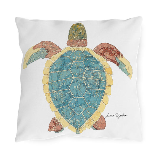 Colorful Sea Turtle Outdoor Pillows, Coastal Decor, Nautical Cushion, Beach House Accessories, Gardening Gifts