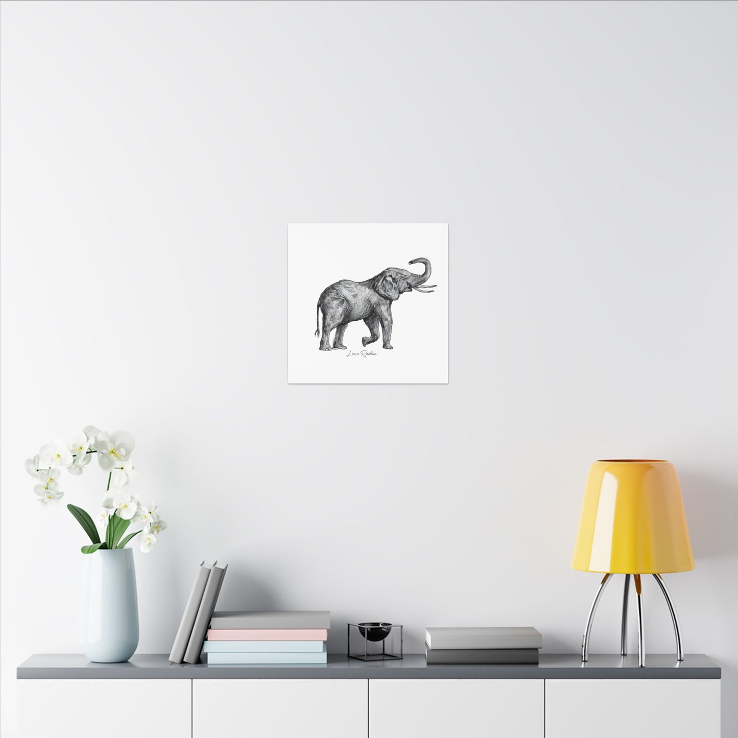 Elephant Sketch Canvas Print — Black & White Wildlife Wall Art