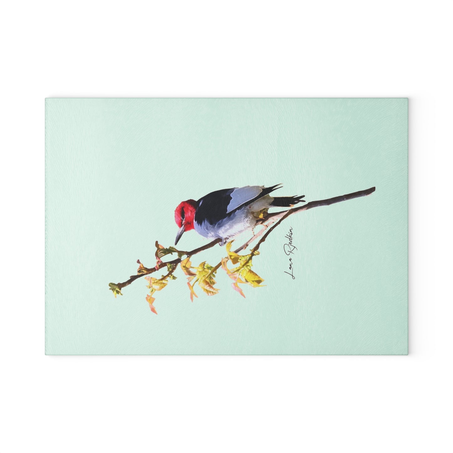 Redheaded Woodpecker:  Glass Cutting Board