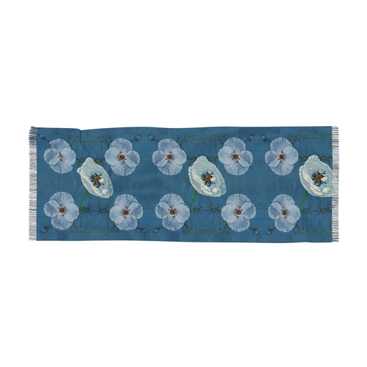 Poppy Floral Light Scarf - Elegant Accessory, Perfect for Spring Fashion, Gift for Women, Summer Wrap, Stylish Layering