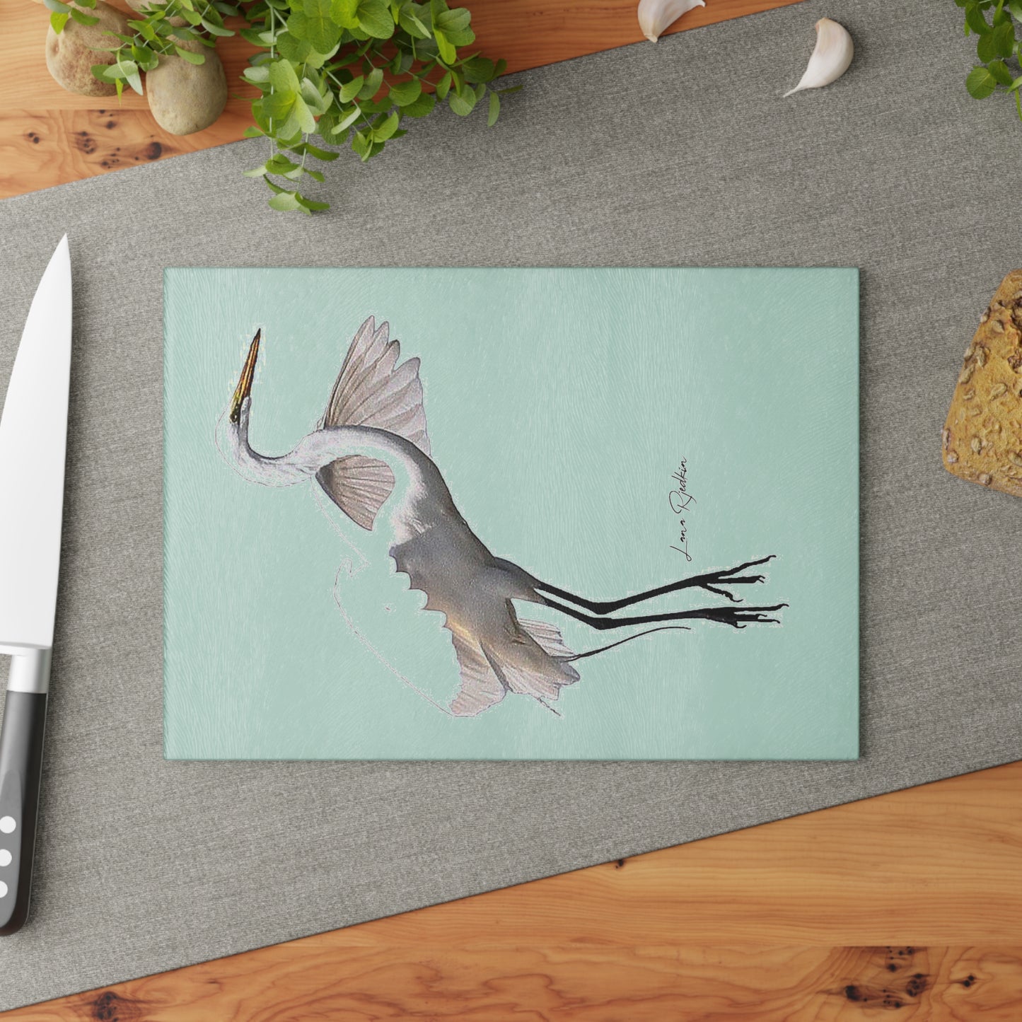 Heron:  Glass Cutting Board