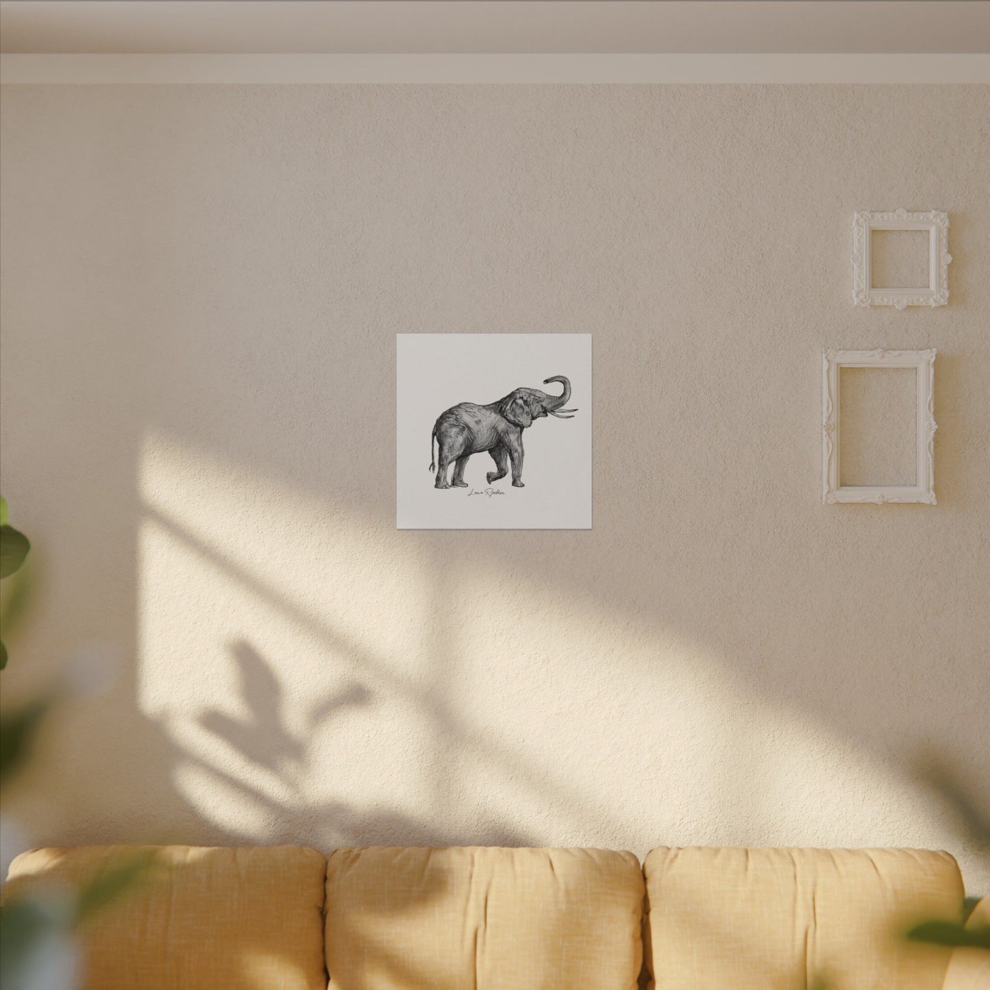 Elephant Sketch Canvas Print — Black & White Wildlife Wall Art