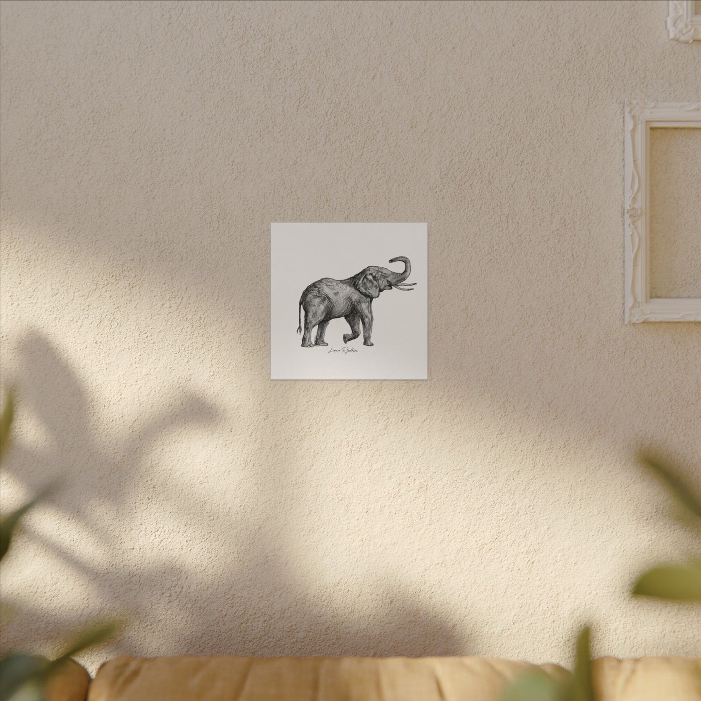 Elephant Sketch Canvas Print — Black & White Wildlife Wall Art